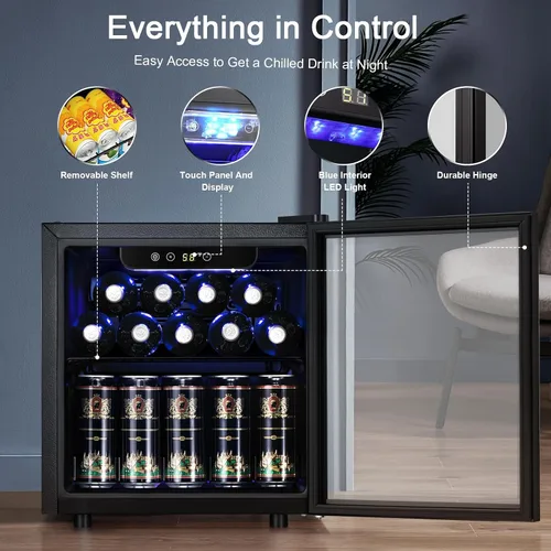 Vista 3 de Antarctic Star Refrigerador de 12 botellas para 48 latas, mini puerta de vidrio para cerveza, bebidas gaseosas o vino, refrigerador independiente