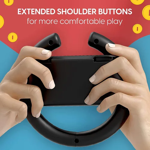 Vista 5 de TALK WORKS Nintendo Switch Racing Wheel Controllers For Joy-Con - Gaming Accessory Driving Grip Compatible w Switch OLED Black Pack of 2