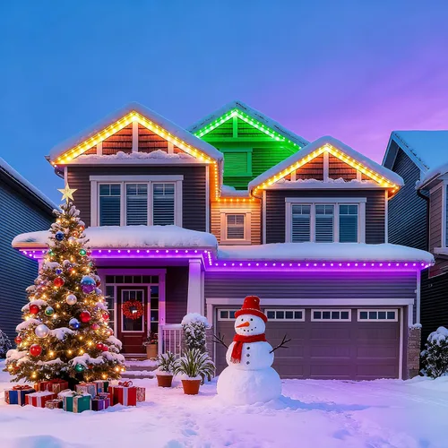 Vista 7 de Luces permanentes para exteriores de 50 pies con 30 LED, IP68 impermeable inteligente RGB+IC LED de Navidad con 75 modos de escena, luces navideñas