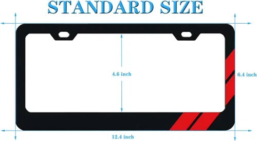 Vista 2 de Marco de Placa de Matrícula de Aluminio Compatible con Vehículo, Camión, Remolque, SUV de Dodge. (Rojo-01)