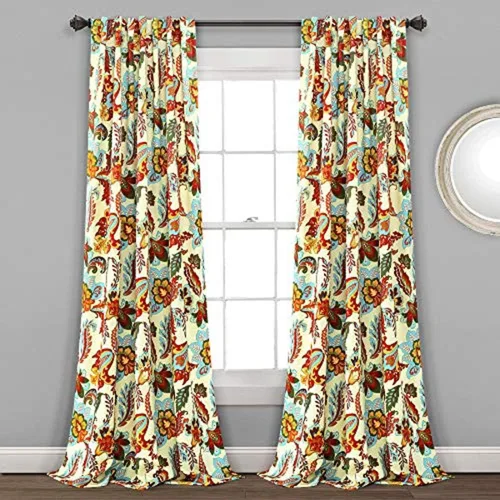 Vista 20 de Lush Decor Zara Jacobean - Paneles de cortina para oscurecer la habitación, 2 piezas, gris (95 x 52 pulgadas)