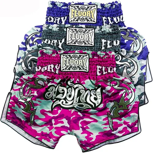 Vista 5 de FLUORY Tamaño de los pantalones cortos Muay Thai XS, S, M, L, XL, 2XL, 3XL, 4XL, pantalones cortos de boxeo para hombresmujeresniños con muchos