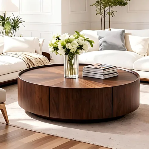 Vista 16 de SSLine Mesa de centro cuadrada con 4 cajones de almacenamiento, mesa de centro de madera negra de 33.2 pulgadas para sala de estar, mesas centrales