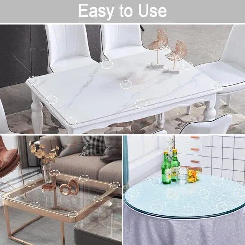 Vista 3 de Protector de mesa de vidrio autoadhesivo suave de tamaño extremadamente grande, transparente, antideslizante y anti rayones para mesa de vidrio
