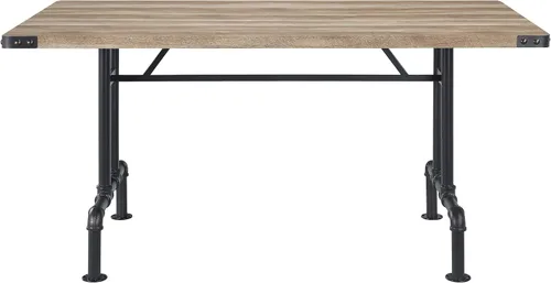 Vista 3 de Mesa de comedor negra de roble y arena con patas de metal