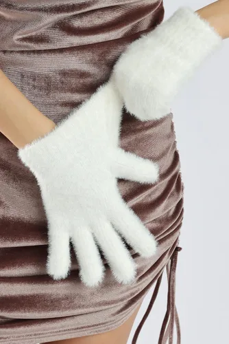 Vista 14 de Sahabowi Guantes de cuero para clima frío Manopla de lana cálida de invierno para mujeres