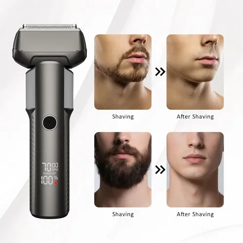 Vista 4 de Afeitadoras de aluminio para hombres, afeitadoras de viaje profesionales, maquinillas de afeitar eléctricas para afeitarse la cara, maquinilla