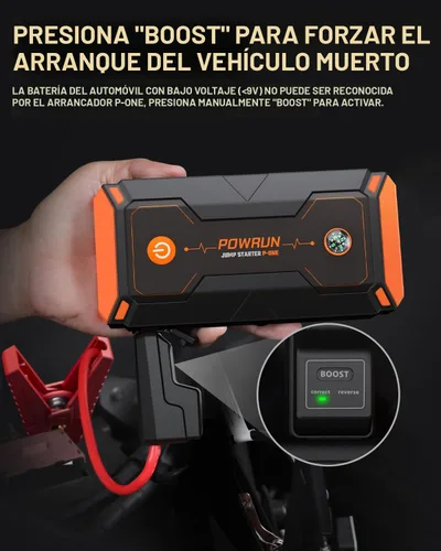Vista 3 de Powrun P-ONE Arrancador de Salto, Caja de Salto Portátil de 2000A - Paquete de Batería de Arrancador de Coche para hasta 8.0L de Gasolina y 6.5L