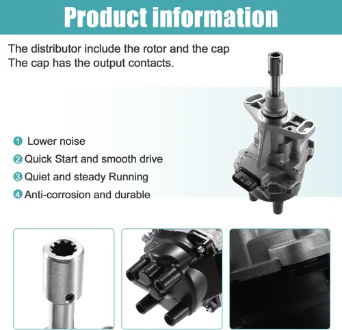 Vista 5 de X AUTOHAUX Distribuidor de encendido de reemplazo para Nissan D21 Hardbody Pickup 1996-1997 22100-1S701 22100-1S702 22100-1S703 con tapa y rotor