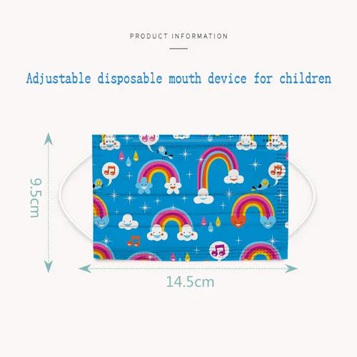 Vista 7 de 50 máscaras faciales para niños, 3 capas, no tejidas, transpirables, para niños y niñas, al aire libre, escuela