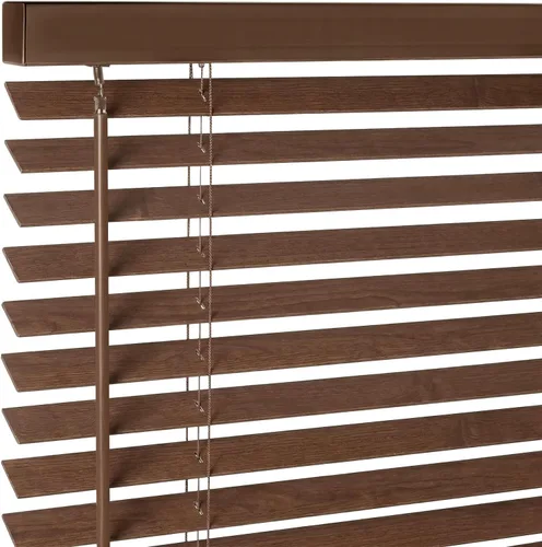 Vista 11 de Persianas de madera real de 2 pulgadas para ventanas de interior, persianas venecianas opacas de madera maciza, tamaño personalizado, color cereza