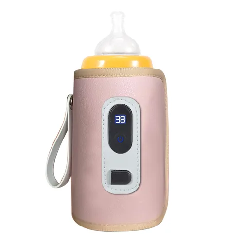 Vista 8 de Calentador de biberones USB, protector de calor de leche para bebés con pantalla LED para el hogar, viajes, automóvil (verde)