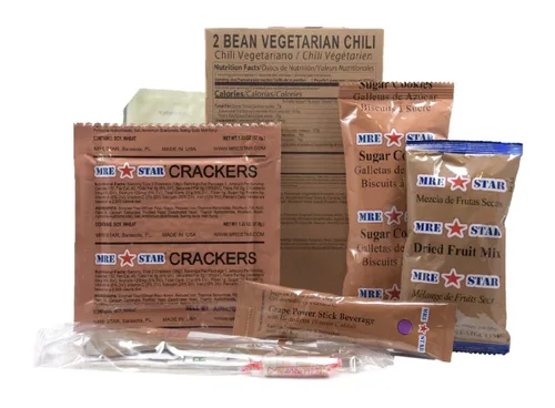 Vista 8 de MRE STAR Survival - Caja de comidas de emergencia listas para comer con accesorios y FRH, embalaje compacto y ligero, vida útil prolongada, 12
