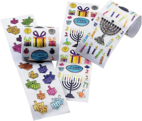Vista 3 de Juego de regalo de calcomanías de Hanukkah, más de 600 calcomanías, calcomanías prismáticas de Janucá, libro de calcomanías de Janucá y formas