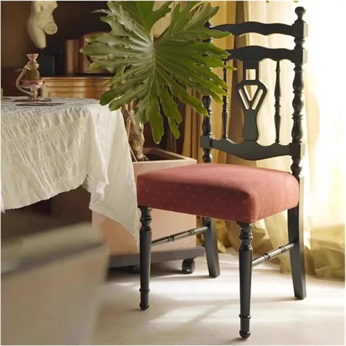 Vista 5 de sillas de comedor Silla de comedor de madera maciza para el hogar, tapizado, café, restaurante, respaldo, escritorio, cocina moderna
