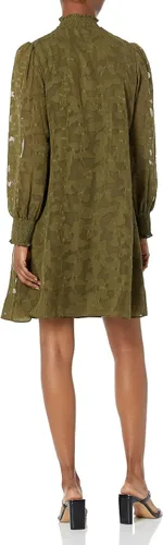Vista 2 de Tommy Hilfiger Vestido de gasa de manga larga con cuello alto falso para mujer