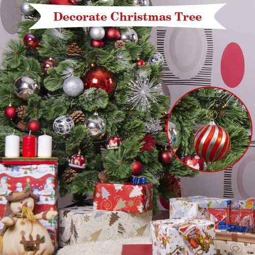Vista 4 de Ganchos para Adornos, Ganchos Verdes para Adornos de Navidad, 200 Piezas Ganchos para Adornos de Navidad, Ganchos de Metal para Adornos, Anclajes