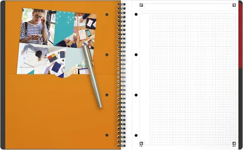 Vista 6 de OXFORD 100104329 Activebook International A4 + a cuadros con índice indexable y bolsillo para documentos, bloque de cuaderno en espiral gris, una