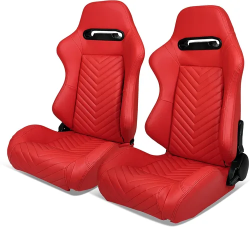 Vista 12 de IKON MOTORSPORTS, Asiento universal de carreras PU + cuero de carbono + gamuza, con deslizadores dobles, asiento deportivo reclinable negro