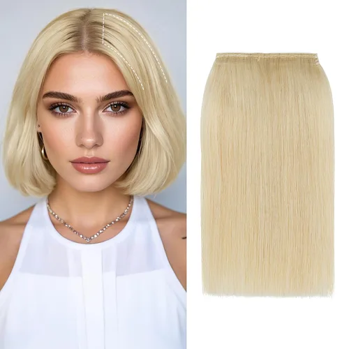 Vista 26 de S-noilite Extensiones de cabello corto con broches, 100% cabello humano real, 2 clips, extensiones con clip para mujeres con cabello delgado, añade