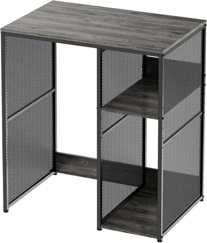 Vista 7 de KirKical - Gabinete de 3 niveles para barra de café con espacio para mini refrigerador, soporte de microondas resistente en color gris rústico
