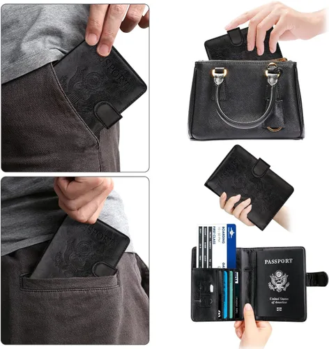 Vista 6 de WALNEW Funda para pasaporte de viaje, pasaporte, tarjetero, cartera