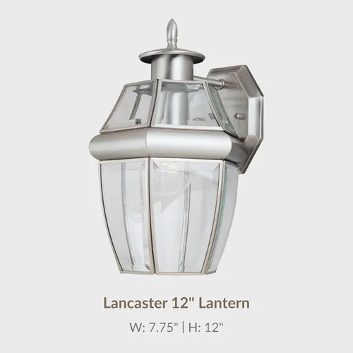 Vista 4 de Generation Lighting 8038-965 Lancaster Traditional One - Farol de pared para exteriores, acabado de níquel cepillado antiguo, 1 luz, listado cETL