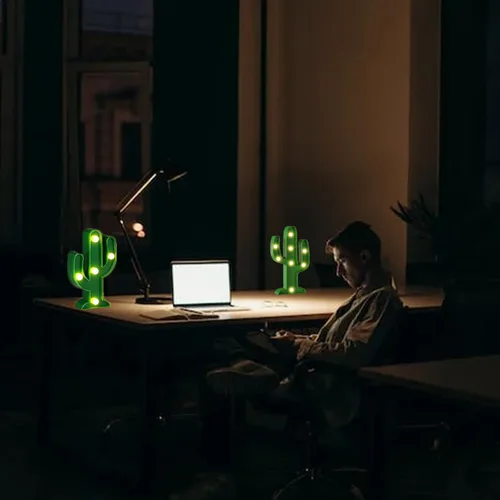 Vista 4 de Letrero de neón de cactus para decoración de mesa de pared, decoración de mesa de pared con luces LED de neón para dormitorio, feliz cumpleaños