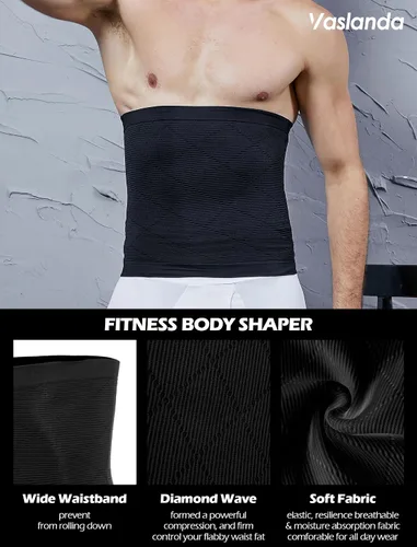 Vista 3 de Faja de compresión para hombre con control de abdomen, faja de compresión para adelgazar el cuerpo, faja de grasa para el vientre, banda