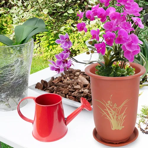 Vista 6 de Levemolo 2 Sets Orchid Flower Pots with Tray, Plastic Planting Pots