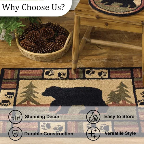 Vista 5 de Park Designs Adirondack Bear - Alfombra con ganchos, 24 x 36