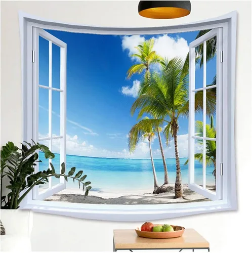 Vista 3 de WANLIAN Tapiz de pared de paisajes, tapiz de bosque natural, tapiz de montaña, para decoración de interiores y exteriores, tamaño grande, 59