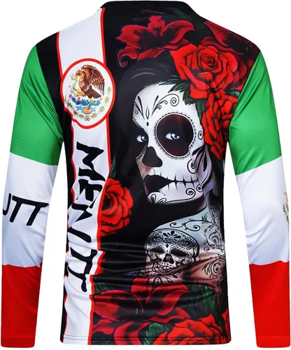 Vista 3 de MENUTT Camiseta de ciclismo de montaña para hombre, manga larga, MTB Off-Road México, camisetas de descenso y motocross