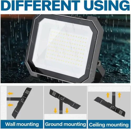 Vista 4 de Leddictive - Paquete de 1 luz de inundación LED de 50W para exteriores, 3CCT 3000/4000/6000K seleccionable, 5000 lúmenes, luz de trabajo exterior