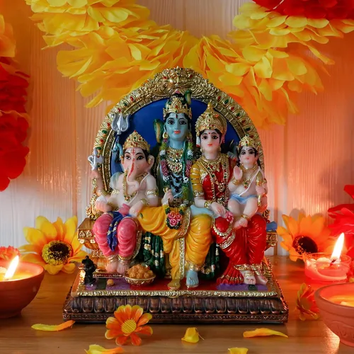 Vista 4 de alikiki Estatua familiar de Dios Shiva hindú – 6.9 pulgadas de alto Murti Shiva Familia Diwali regalo Pooja Artículo Puja Regalos para amigos