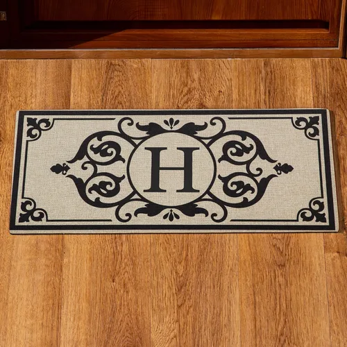 Vista 15 de Evergreen Flag Cambridge Monogram Letra A Burlap Sassafras Switch Mat 22" x 10