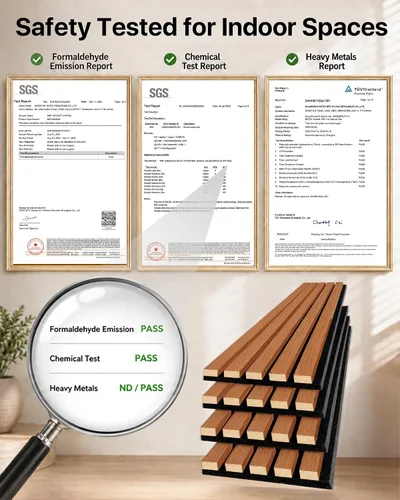 Vista 7 de Paneles de pared de listones de madera acústica insonorizados Nogal