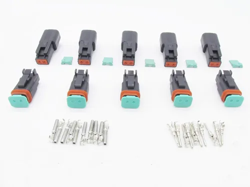 Vista 3 de 5 Sets 2Pin DT Conector kit impermeable sellado enchufe eléctrico carcasa Cable Dt Conector 22-16AWG DT04-2P DT06-2S (negro)