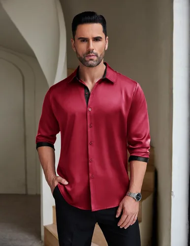 Vista 2 de COOFANDY Camisa de vestir de satén de lujo para hombre, de seda brillante, manga larga, con botones, camisa de boda, fiesta, baile de graduación