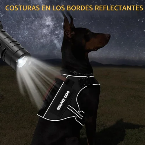 Vista 6 de Arnés táctico para perro, chaleco de servicio con hebillas de metal, chaleco reflectante sin tirones para perros medianos y grandes, chaleco con asa