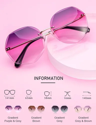 Vista 3 de VEGOOS - Gafas de sol sin montura para mujer con protección UV diseño de gran