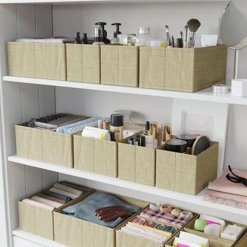 Vista 7 de Organizador de Cajones para Ropa Juego de 12 Beige - Organizador de Cómoda Para Guardería, Dormitorio, Armario - Los Organizadores Perfectos de Ropa