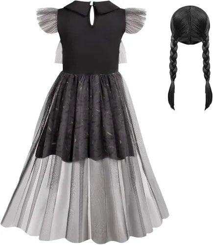 Vista 2 de IDOTTA Girls Wednesday Addams Costumes Dress For Kids Family Halloween Princess Cosplay Party Outfit Addams Costumes