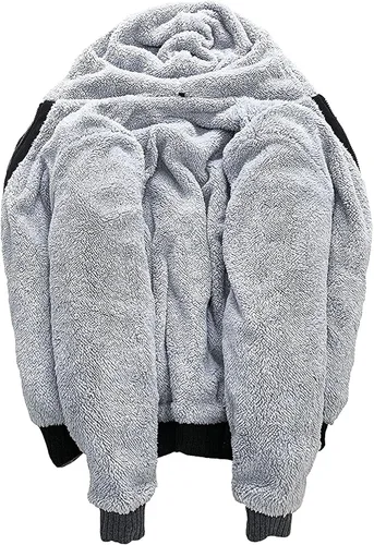 Vista 2 de SCODI - Sudaderas con capucha para hombre sudadera de forro polar pesado cremallera completa forro de sherpa grueso