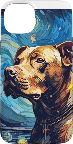 Vista 9 de Funda para iPhone 16 Pitbull Starry Night para perro, mamá, perro, papá