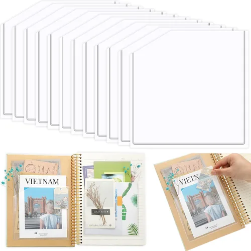 Vista 7 de Tinlade 6 piezas de bolsillos adhesivos transparentes para esquinas de 6 x 6 pulgadas, fundas adhesivas con bolsillos autoadhesivos