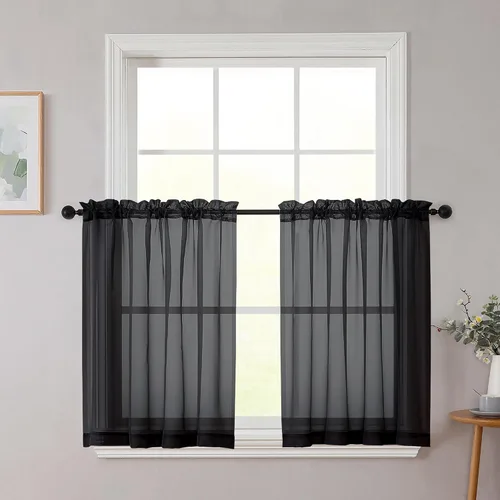Vista 153 de 2 paneles de cortinas traslúcidas blancas para dormitorio, sala de estar, 96 pulgadas de largo, modernas, suaves, ligeras, con bolsillo para barra