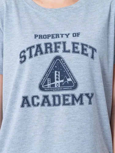 Vista 4 de INTIMO Star Trek Star Fleet Academy - Conjunto de pijama de 2 piezas para mujer, Gris