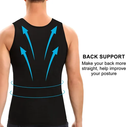 Vista 6 de Lgtfy Camisetas de compresión para hombre de ginecomastia, camiseta sin mangas adelgazante, camisetas con control de abdomen, cambio en segundos