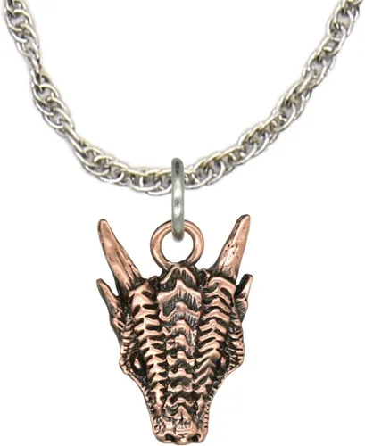 Vista 16 de Collar con colgante gótico, dragón de fantasía, Yin Yang, nórdico vikingo para regalo, estaño, cobre, oro, incluye cadena de plata de 24 pulgadas